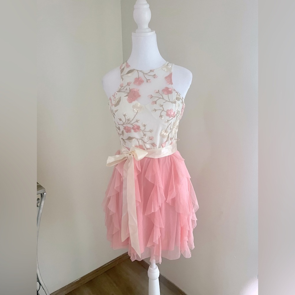 Floral Embroidered Pink Dress
